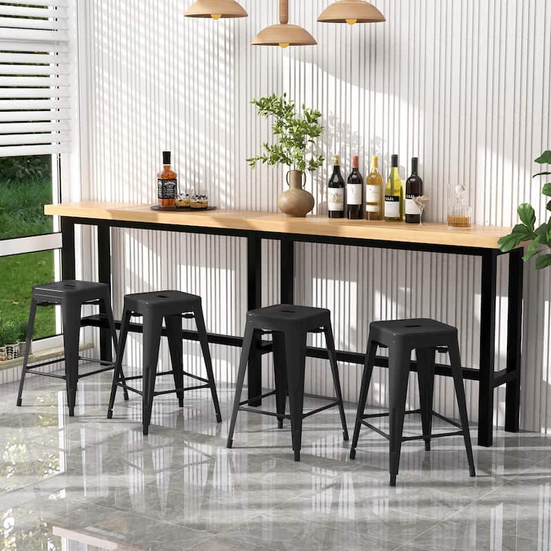 Costway Set of 4 Low Back Metal Counter Stool 24'' Seat Height - see details