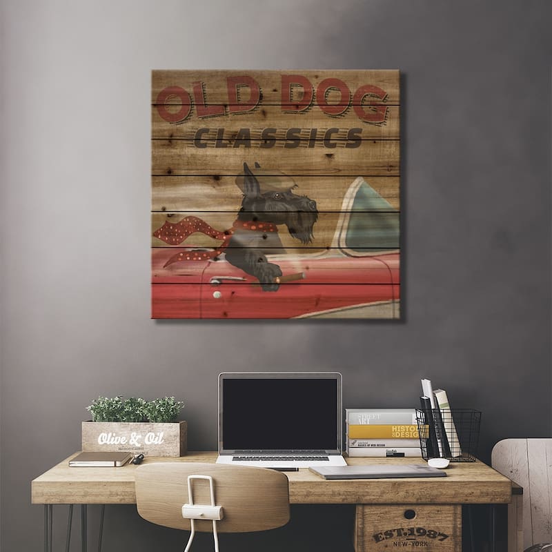 Old Dog Classics Print On Wood by Conrad Knutsen - Multi-Color