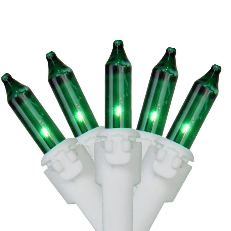 100-Count Green Mini Christmas Light Set - White Wire - String Lights