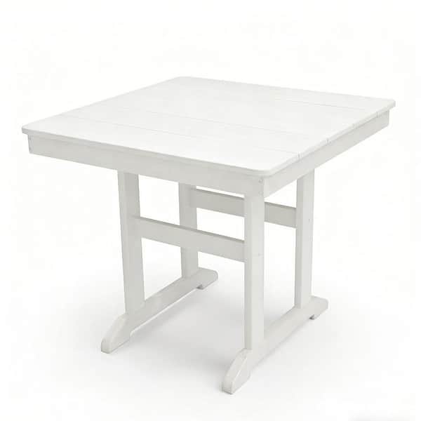 slide 2 of 26, HDPE 35.8''L Square Dining Table with 1.7''D Bulit-in Umbrella Hole