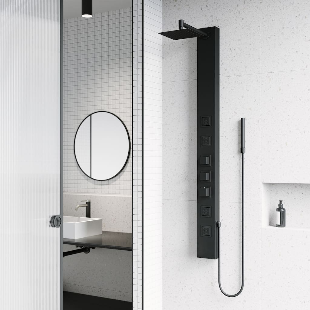 VIGO Sutton 58" H x 5" W 4-Jet Shower Panel with Square Shower Head