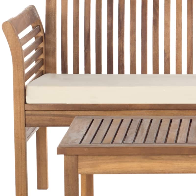 SAFAVIEH Carson Outdoor Acacia Solid Wood 4-Piece Conversation Patio Set