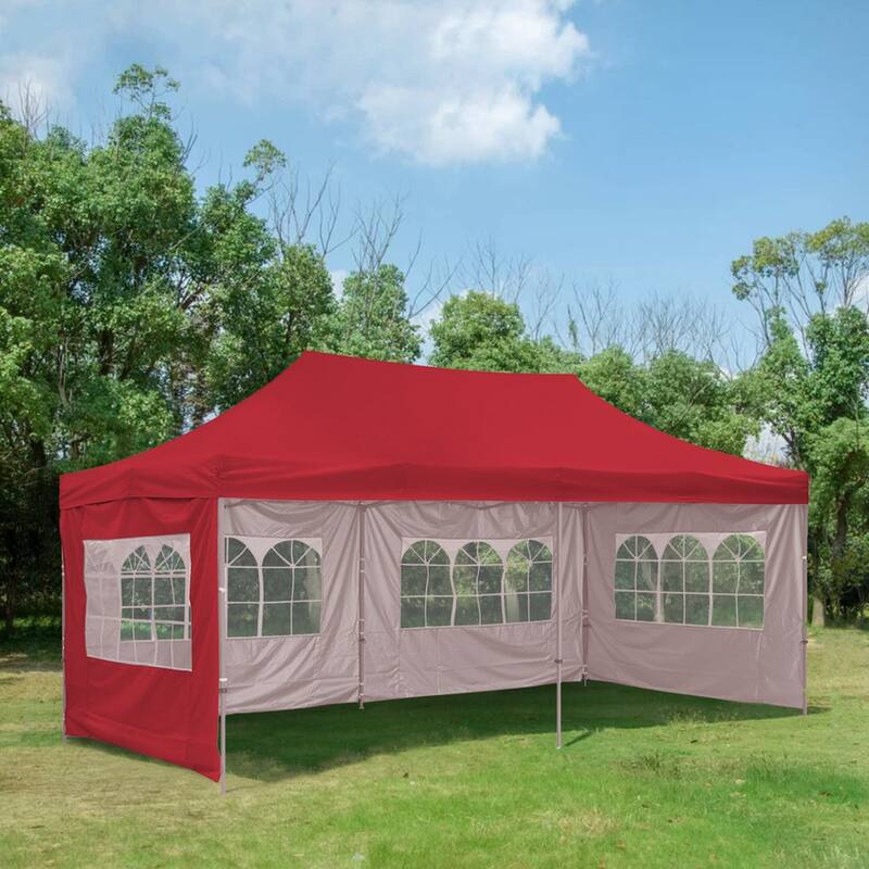 Zenova 10x20 Ft Pop up Canopy Tent Heavy Duty Instant Gazebo - 10FT*20FT - Red