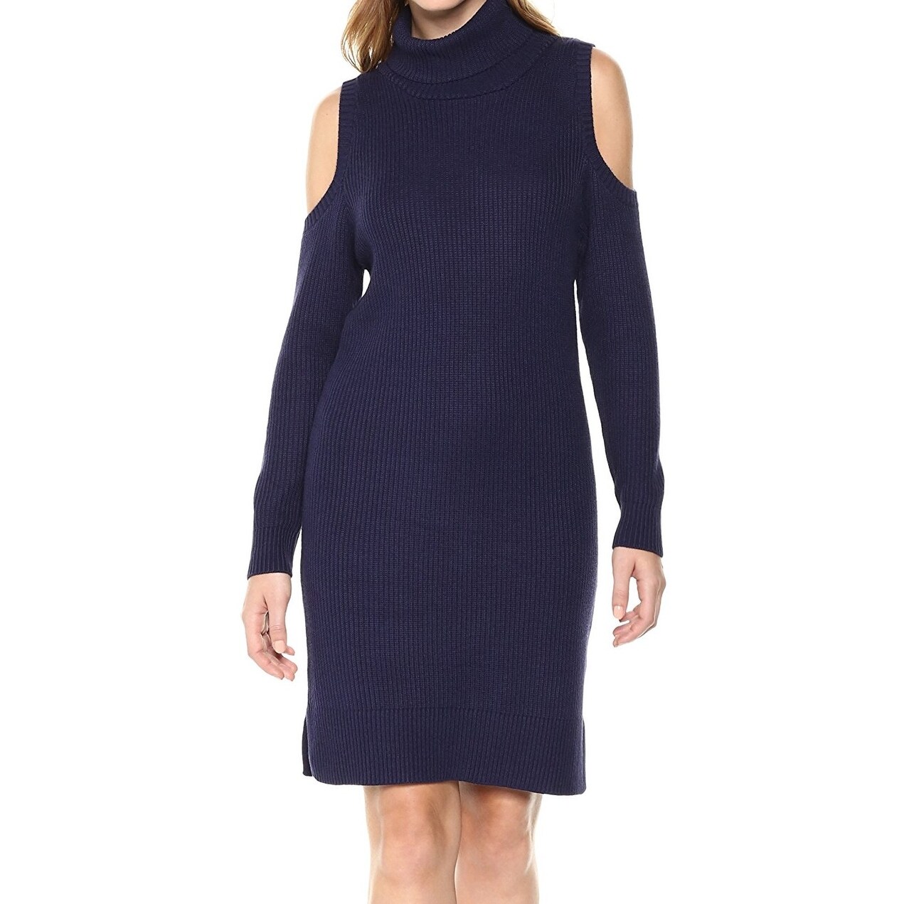 cold shoulder turtleneck dress