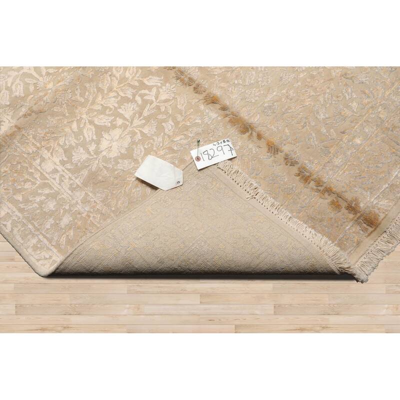 Hand Knotted Tibetan Ivory Tibetan 100% Wool Modern Oriental Area Rug - 4' 3'' x 5' 10''