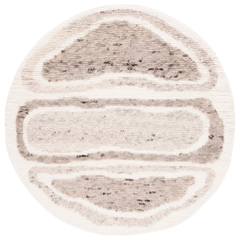 SAFAVIEH Handmade Casablanca Roksana Wool Rug - 6' Round - Ivory/Brown