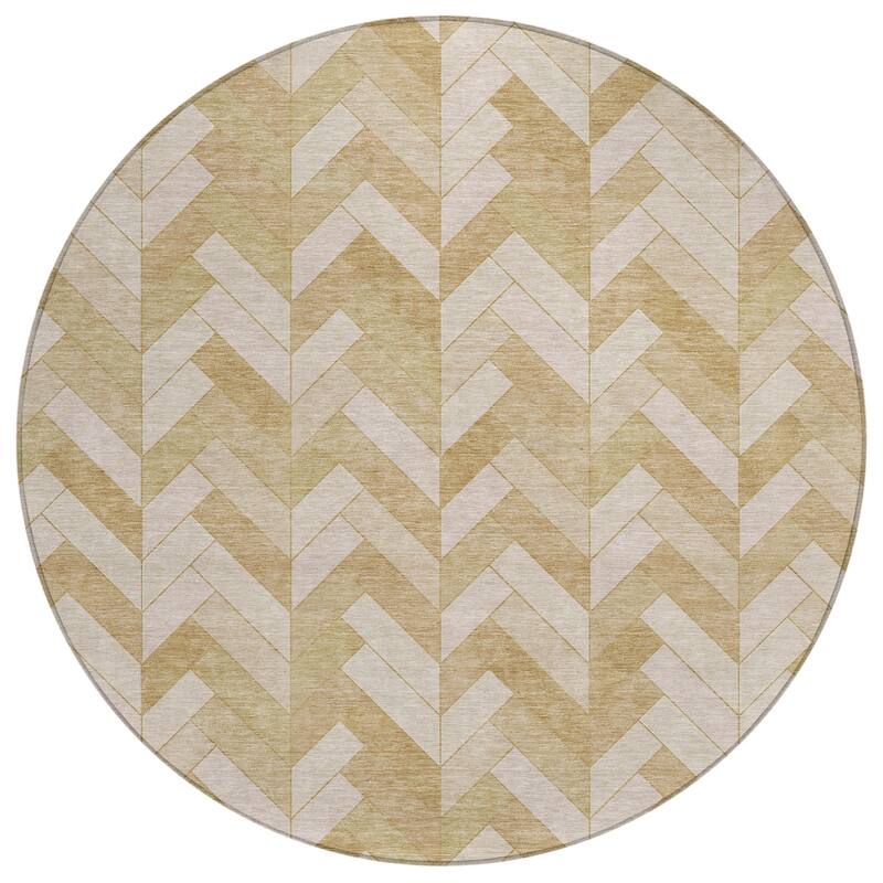 Machine Washable Indoor/ Outdoor Modern Chevron Chantille Rug
