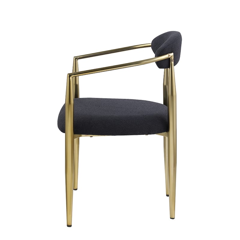 Modern Dining Chairs with Round Backrest and Metal Legs(Set of 2)