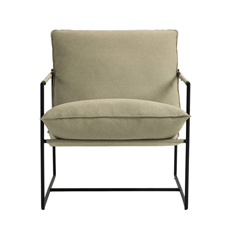 Modern Metal Frame Upholstered Sling Accent Armchair