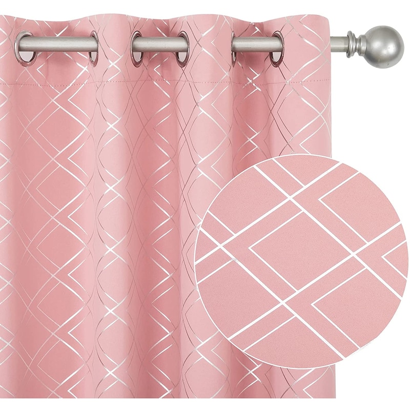 Deconovo Silver Geometric Curtain Panel Pair(2 Panel)