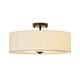 preview thumbnail 28 of 57, French Country Brass Round White Linen Drum Ceiling Light
