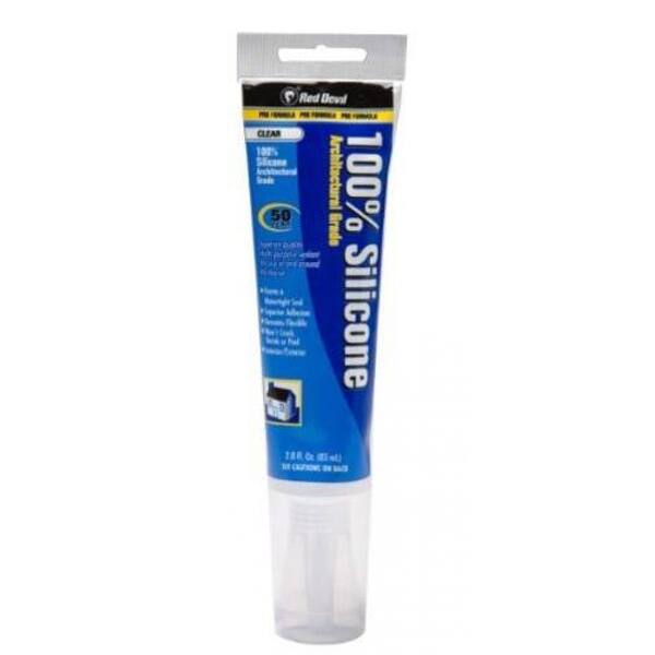Red Devil 0820 100 Percent Silicone Sealant, Clear, 2.8 Oz Bed Bath