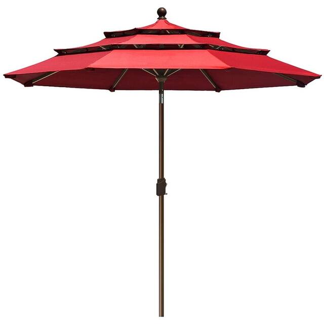 EliteShade Sunbrella 9-foot Patio Market Umbrella - 3 Tiers Red