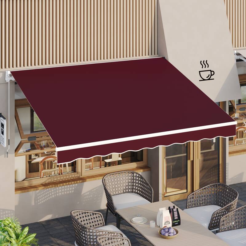 AECOJOY Manual Retractable Patio Awning Outdoor Sunshade Shelter (Cover Only)