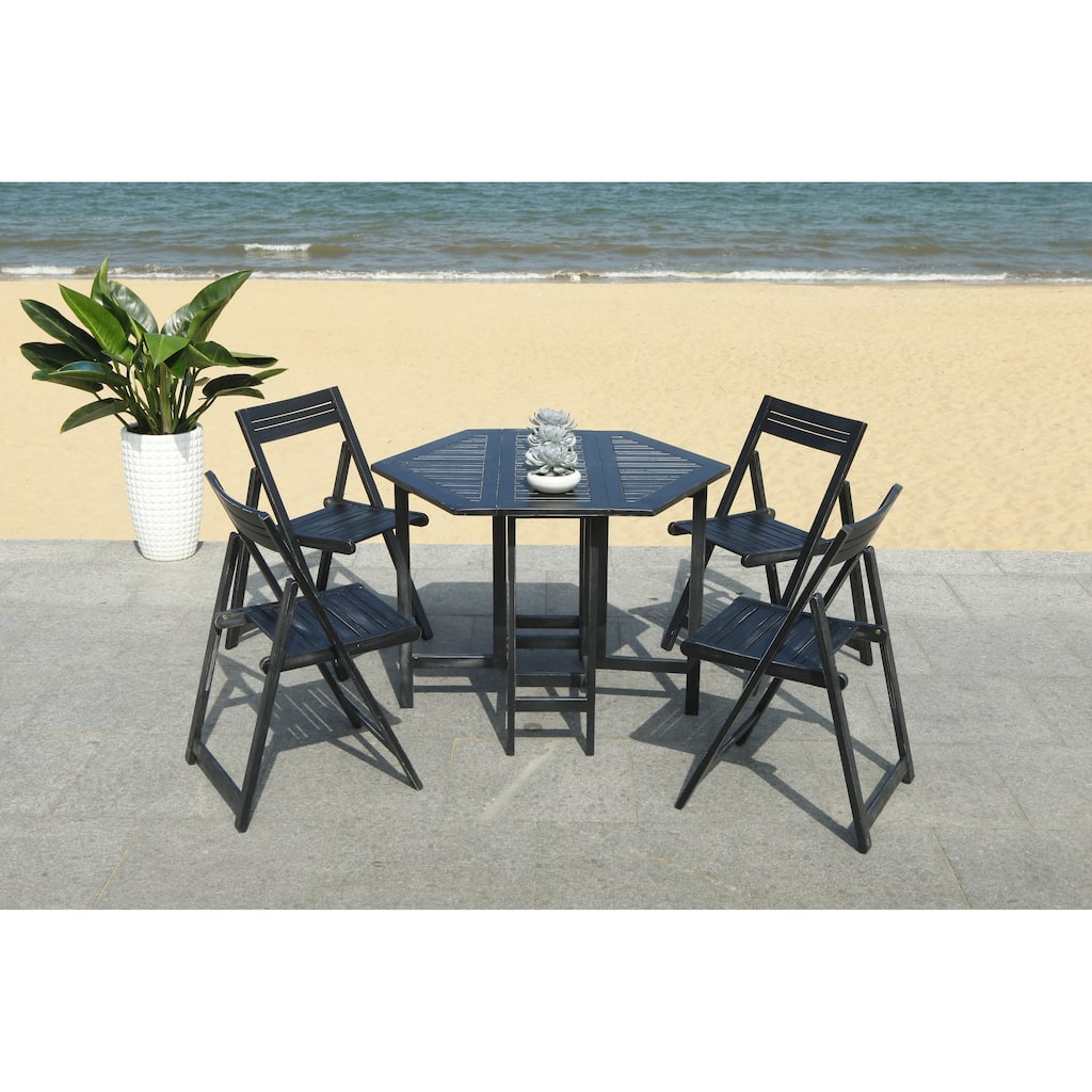 SAFAVIEH Kateryna Acacia Wood 5 Piece Outdoor Dining Table Set - 41Wx41Dx30H