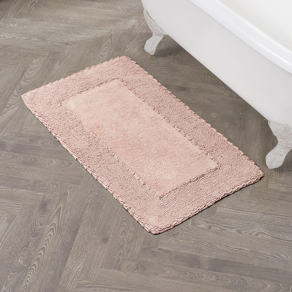 Laura Ashley Ruffle Border Pure Cotton Bath Rugs