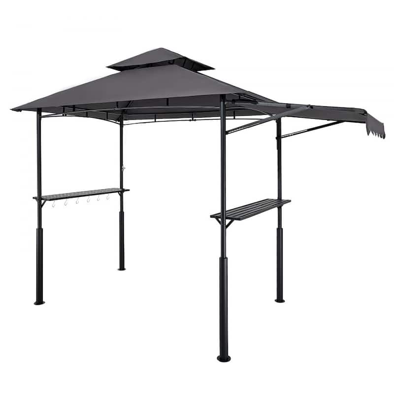 8x5 FT Outdoor Grill Gazebo with Double Tier Roof and UV Protection Canopy and Steel Frame Shelter - 95.67” x 59.06” x 98.43”