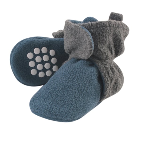 slide 1 of 1, Luvable Friends Baby and Toddler Cozy Fleece Booties, Coronet Blue Heather Charcoal 0-6 Months - Coronet Blue Heather Charcoal