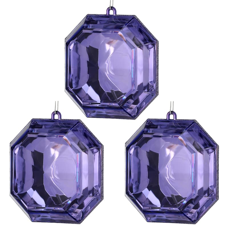 6" Acrylic Square Precious Gem Ornament Set of 3