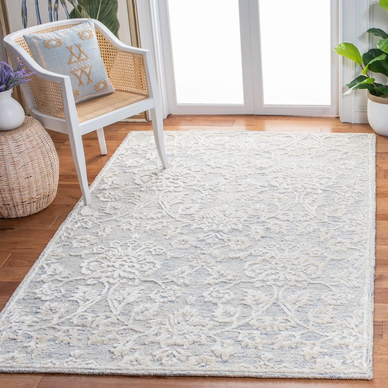 SAFAVIEH Handmade Glamour Fulden Wool/ Viscose Rug - 6' x 9' - Blue/Ivory