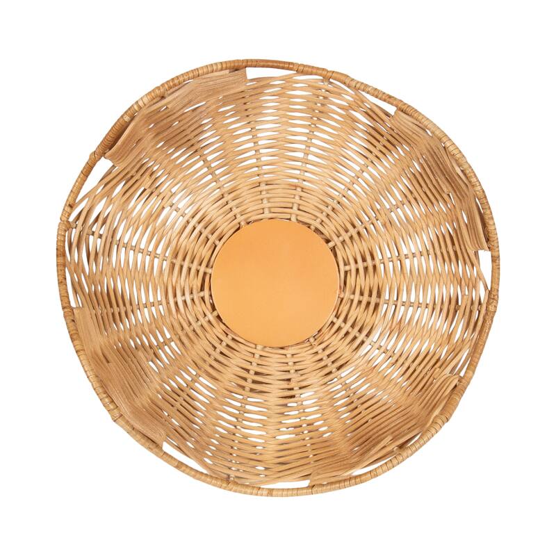 Kate and Laurel Wylla Wavy Rattan Pedestal Bowl - 11" Diameter