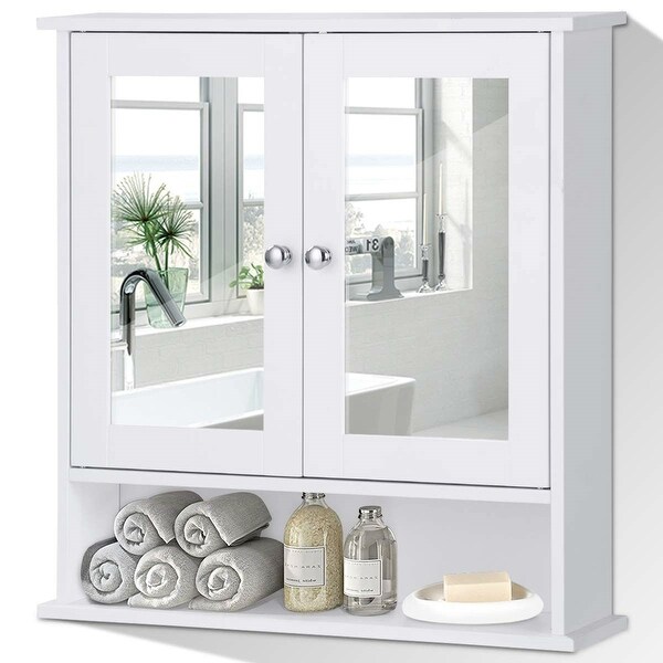 Shop White Bathroom Wall Medicine Cabinet with Mirror and ...