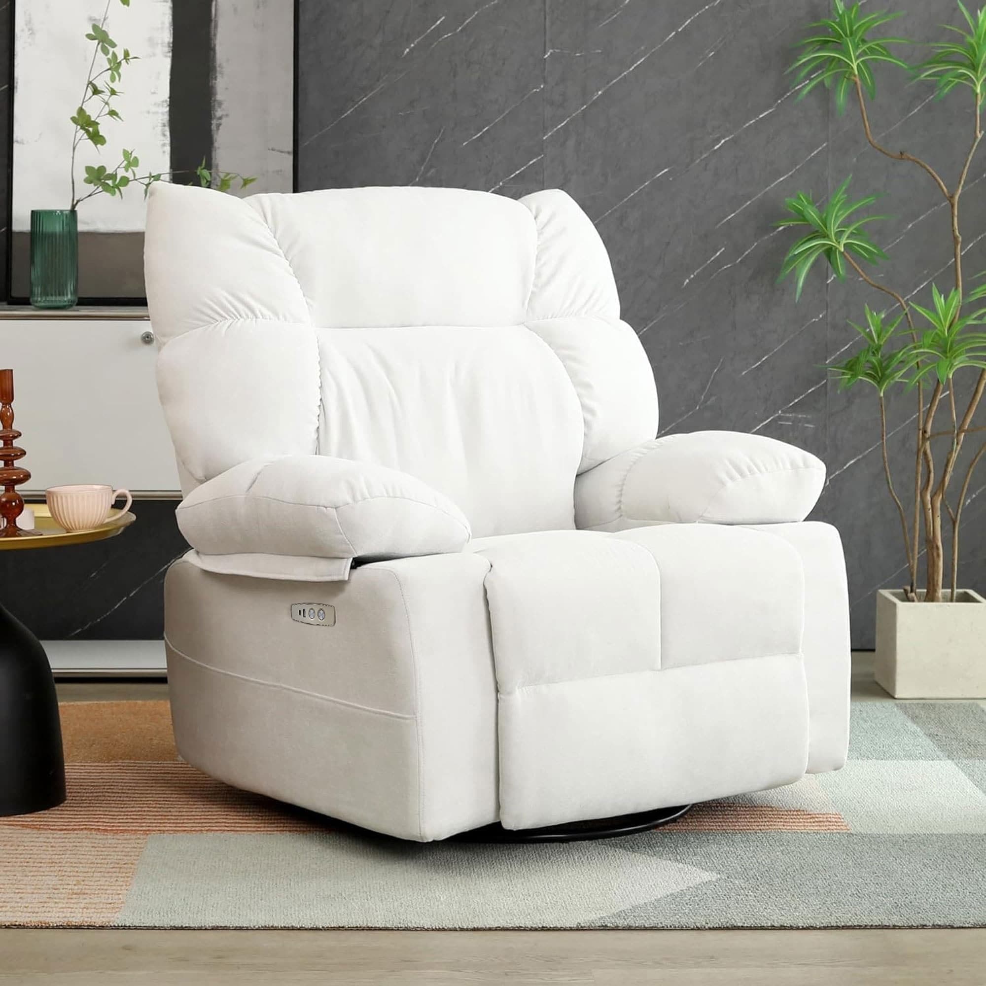 XINMICS Swivel Recliner Chair, Glider Rocking Power Recliner with
