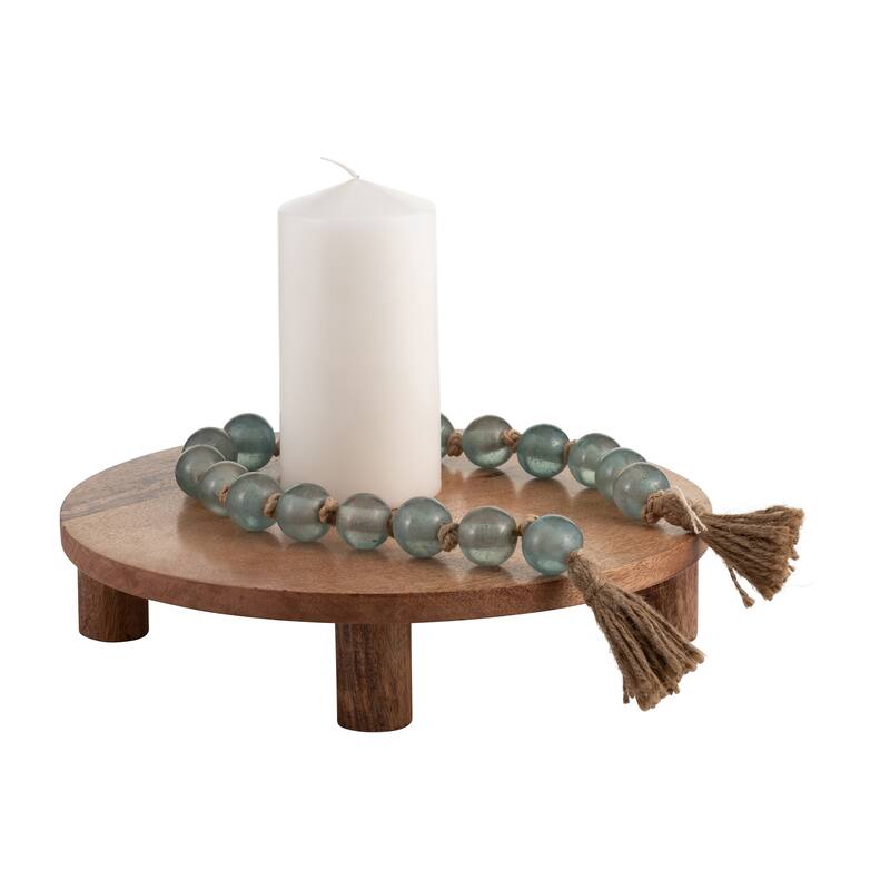 Sagebrook Home Neutral Farmhouse Wood Riser Tray