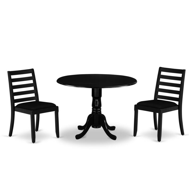 East West Furniture Dining Set Includes a Round Kitchen Table and Stackable Dining Chairs, Black (Pieces & Seat Type Options)