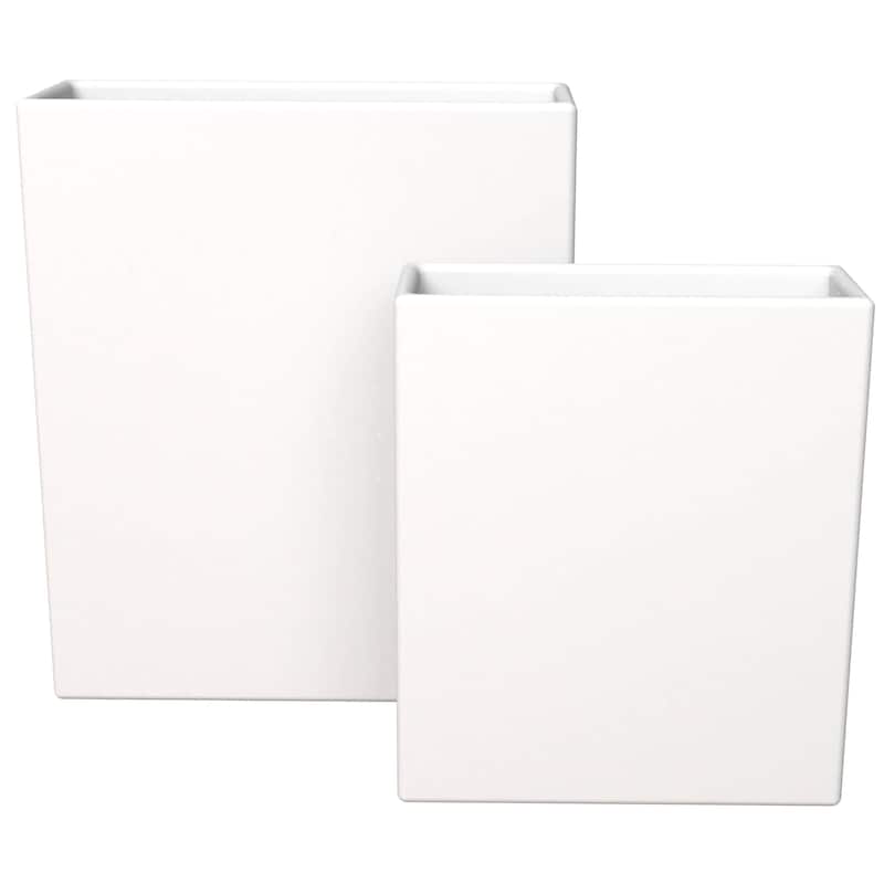 Thistle Rectangular Planter Set in Fiberstone and MgO Clay with Drainage Holes for Home Office Garden Indoor Outdoor Patio Porch