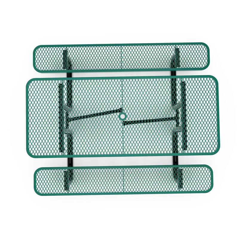 Commercial Grade Expanded Mesh Metal Outdoor Picnic Table with Anchors