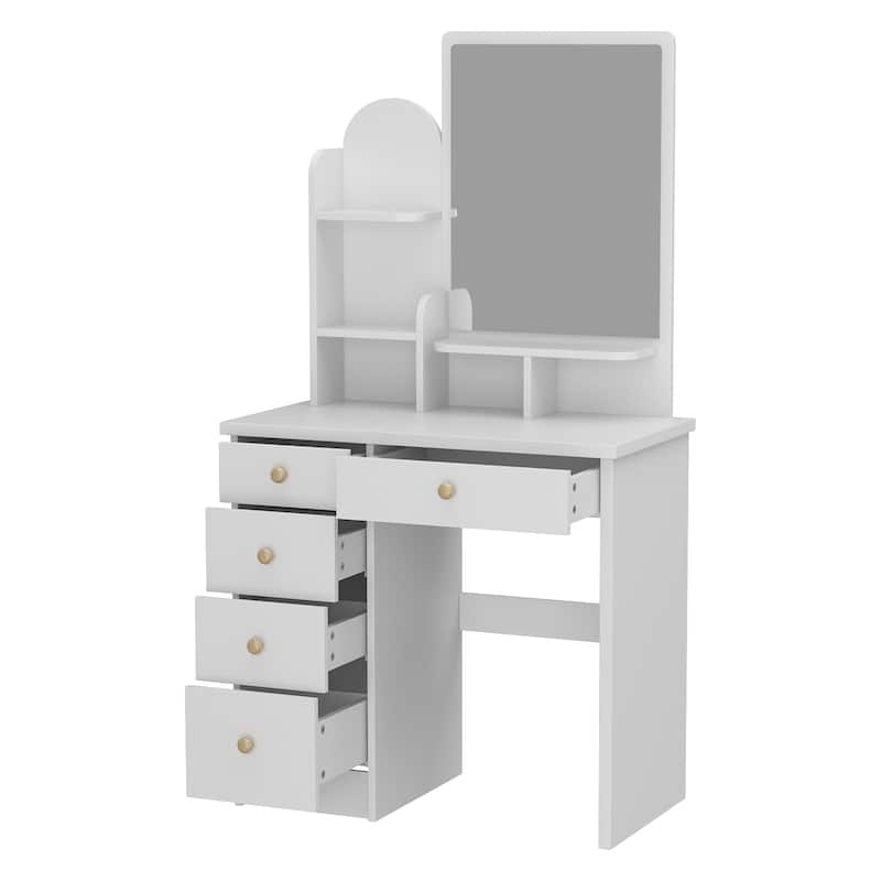 5-Drawer Makeup Vanity Table Set With Mirror & Stool Dressing Table