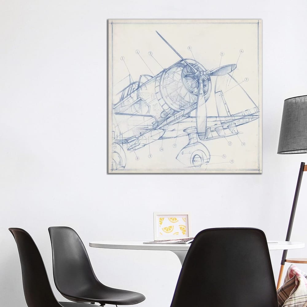 iCanvas "Airplane Mechanical Sketch I" by Ethan Harper Canvas Print