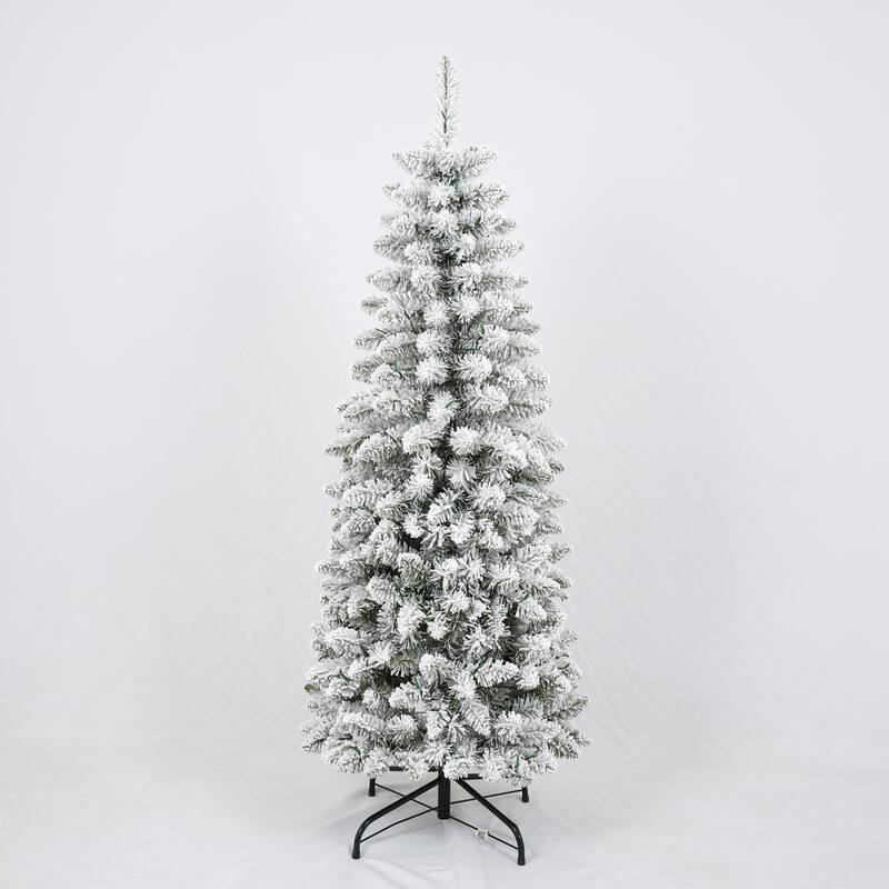 3 Pcs Flocked Natural Artificial Christmas Tree Set with Lights, 4ft 5ft 6ft Christmas Snow Tree Set, Christmas Decor