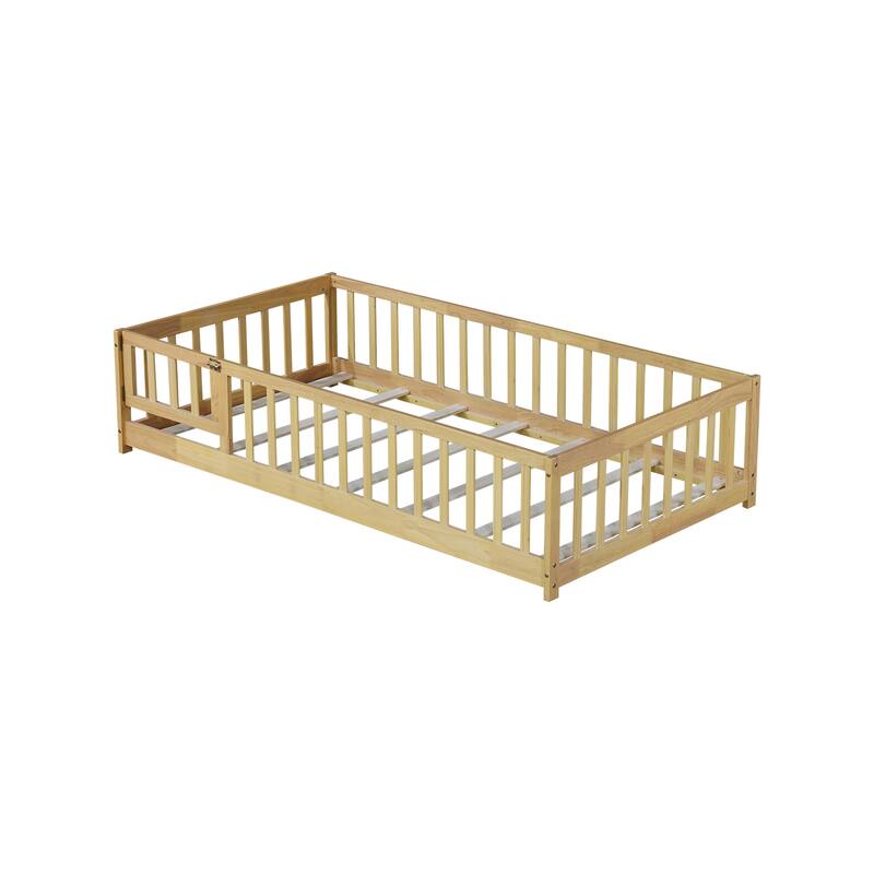 Floor Bed with Fence and Door,Perfect for Kids' Play,and Independence Promotion