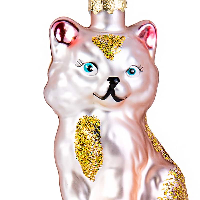 Cat Glass Christmas Tree Ornament - 2 х 1.7 х 3.7"