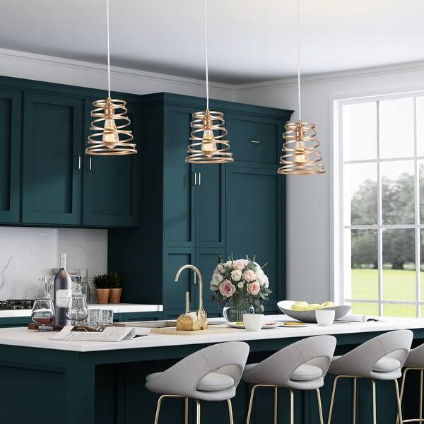 Mid-Century Modern Gold 1-Light Lantern Pendant for Kitchen ...