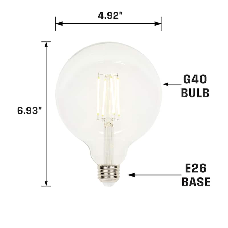 Westinghouse Lighting 6.5-Watt (60-Watt Equivalent) Clear G40 Dimmable Filament LED Light Bulb, Medium Base