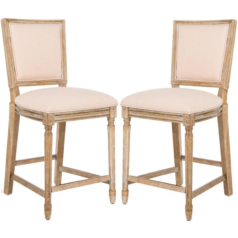 SAFAVIEH Judyth -26 Inch Light Grey/ Cream Rectangular Counter Stool (Set of 2) - 19.3" x 23.5" x 43.3" - 19Wx24Dx43H