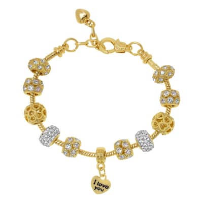 Victoria Townsend Gold Plated Heart Crystal Charm Bracelet