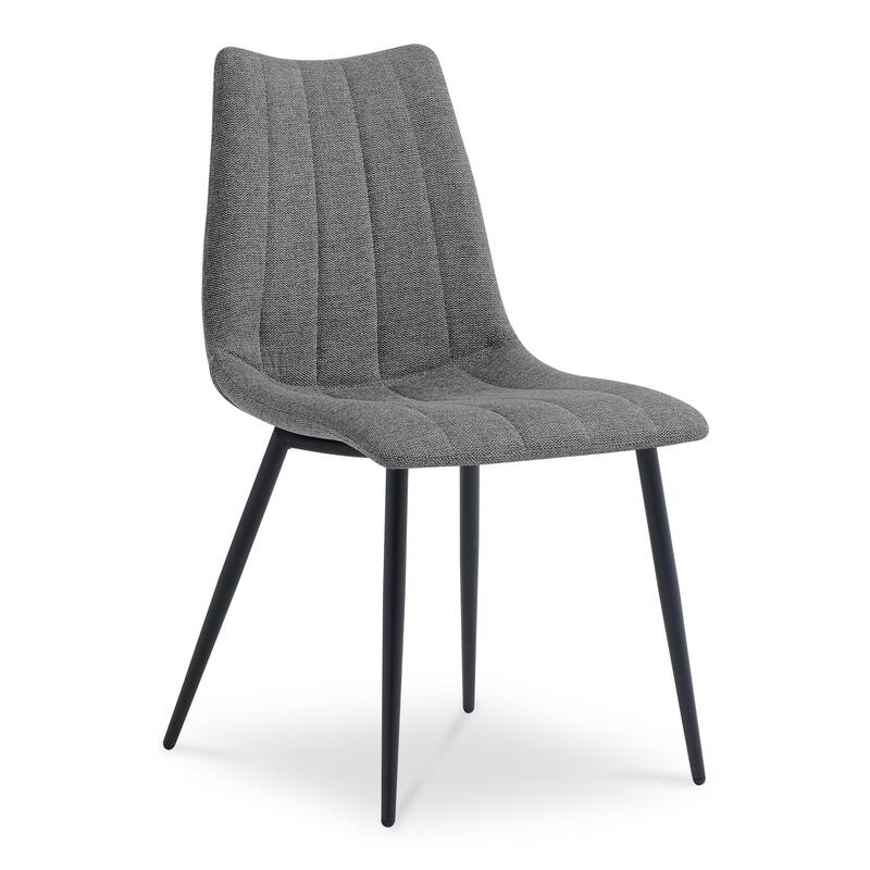 NADAAL STUDIOS Florian Dining Chair, Performance Fabric Upholstery, Vertical Stitching, Dark Grey - Set of 2