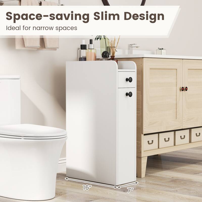 Gymax Small Bathroom Storage Cabinet 4-Tier Narrow Toilet Side Storage