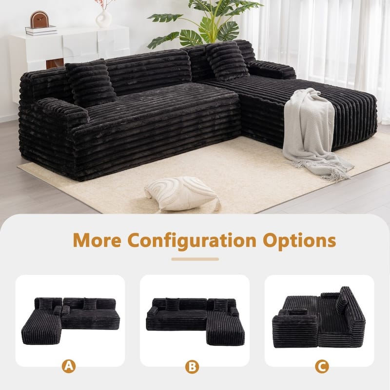 Modern 110" Upholstered Sectional Sofa Couch Free-combined Sofa for Living Room