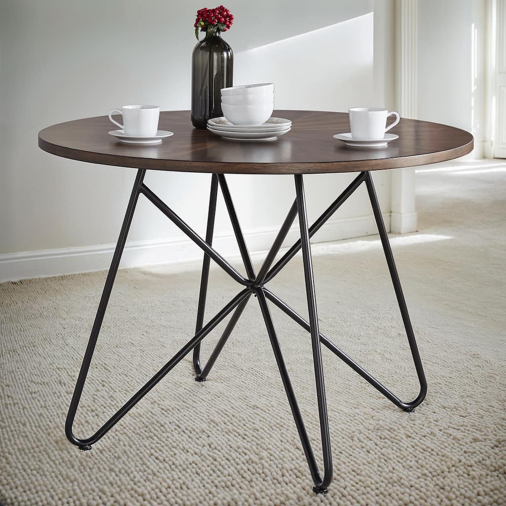 Krumlov Distressed Walnut Finish Round Dining Table