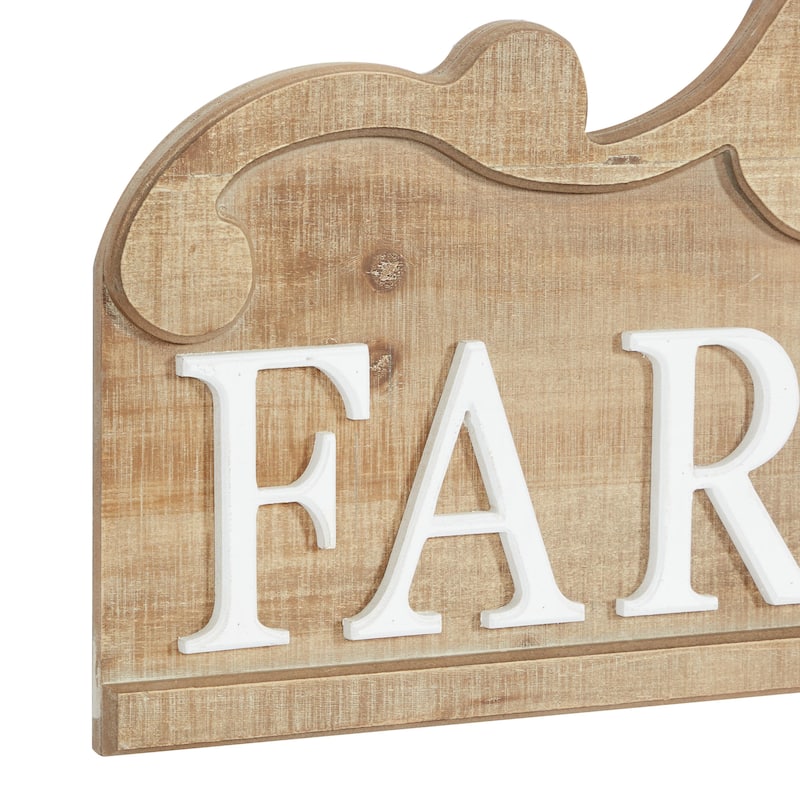 Wood Sign Farm House Wall Decor with Carved Acanthus - Brown - Roche River Decor