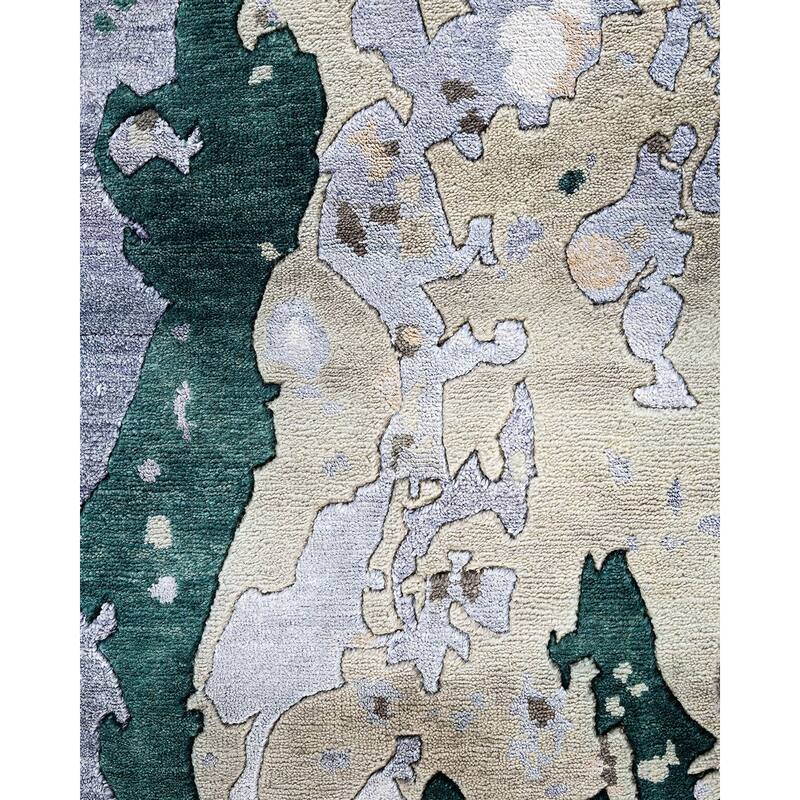 Ikat One-of-a-Kind Hand-Knotted Area Rug, Purple - 8' 0" x 9' 10"