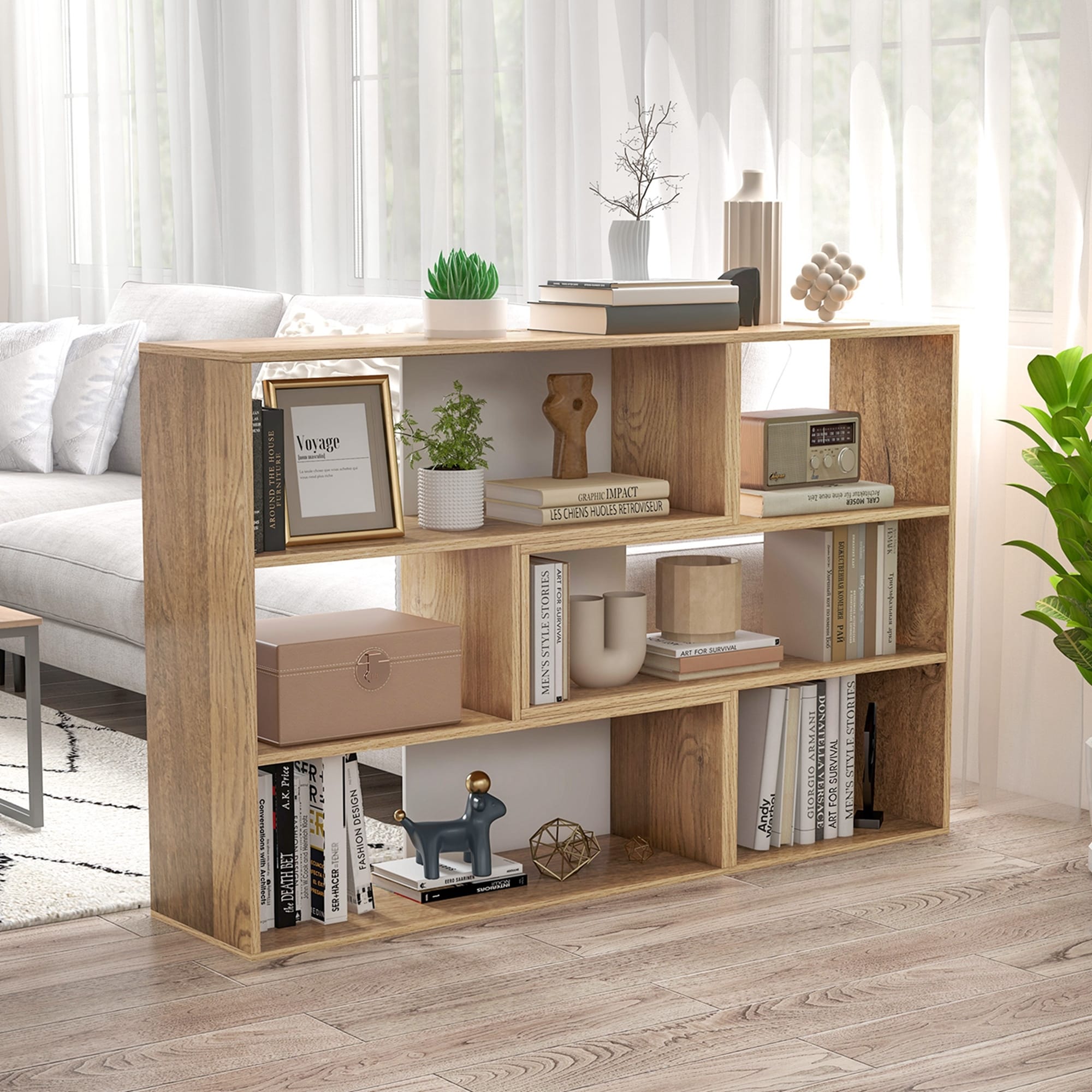 Costway 6-Open Shelf Bookshelf Storage Display Stand Corner