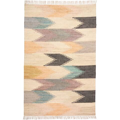Miska Pastel Bohemian Rug, Orange/Turquoise/Gray, Area Rug