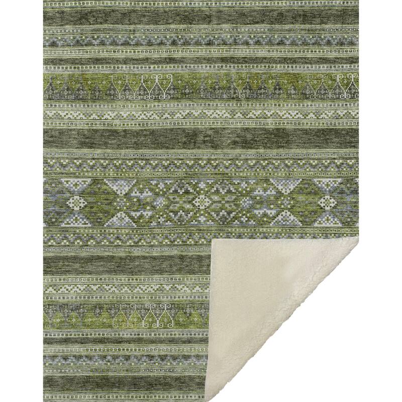 Premium Machine Washable Boho Moroccan Sherpa Throw Blanket