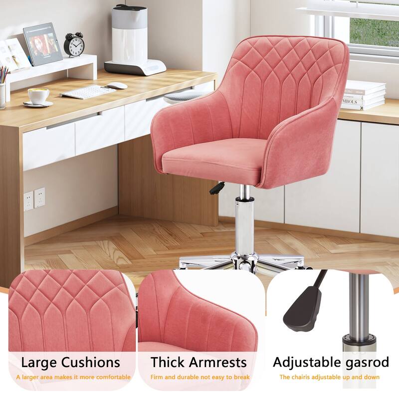 VECELO Modern Home Office Chairs Height Adjustable 360 Swivel Task Chair with Metal Base